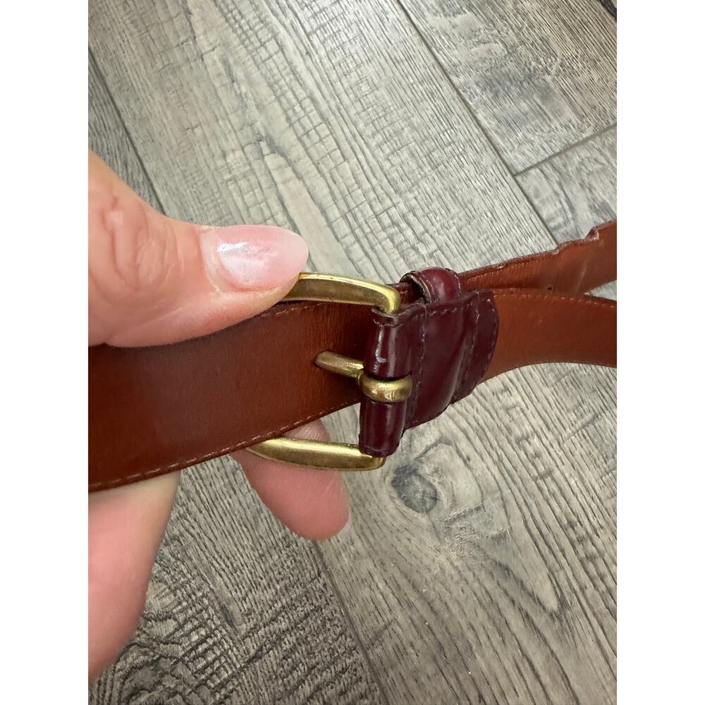 Coach 3921 Dress Belt Size 33" Burgundy Cowhide Leather Solid Gold Brass Buckle - Picture 2 of 6